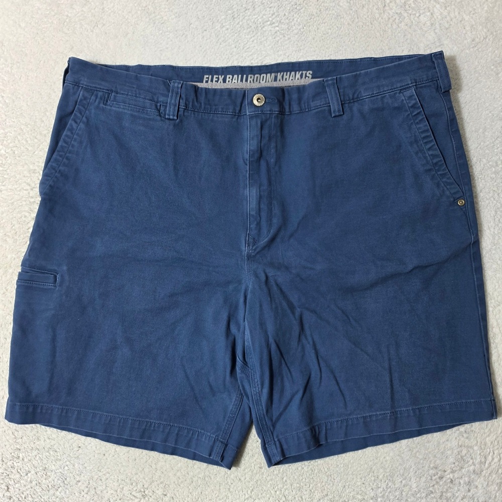 Duluth Trading Co Flex‎ Ballroom Khaki Shorts Mens 42/9 Blue Stretch Relaxed Fit